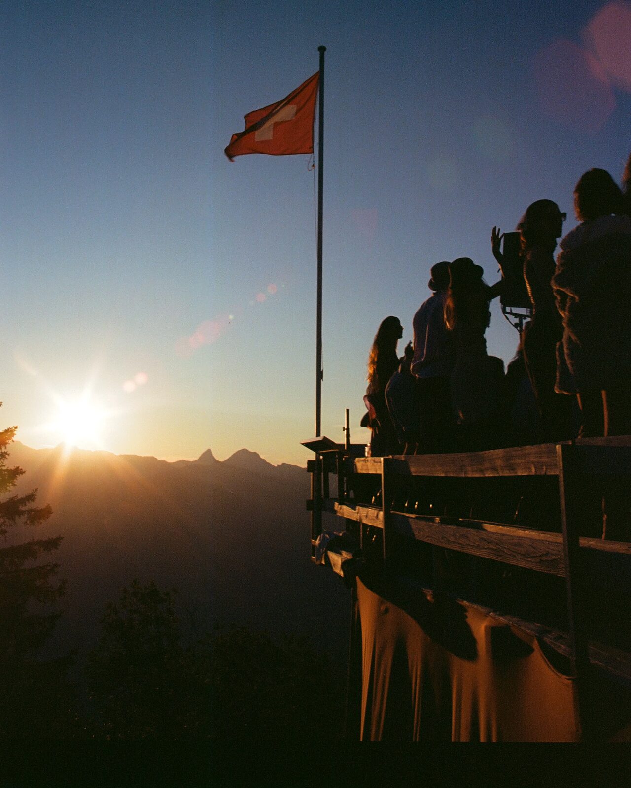 Sunset drinks on the chalet terrace